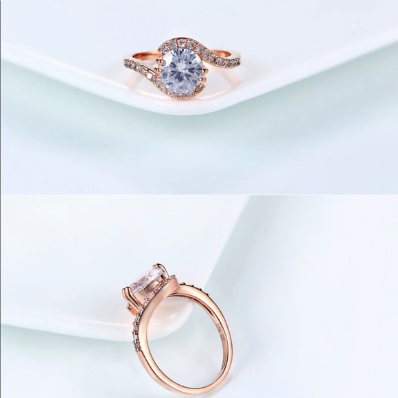 New Design Rose Gold Big Zircon Crystal Stone ring - Picture 5 of 5